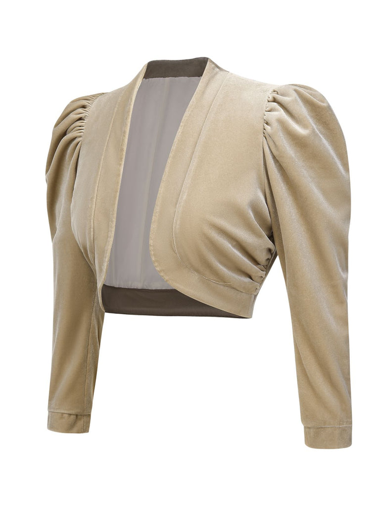 [Prévente] Veste champagne en velours à manches de mouton années 1960