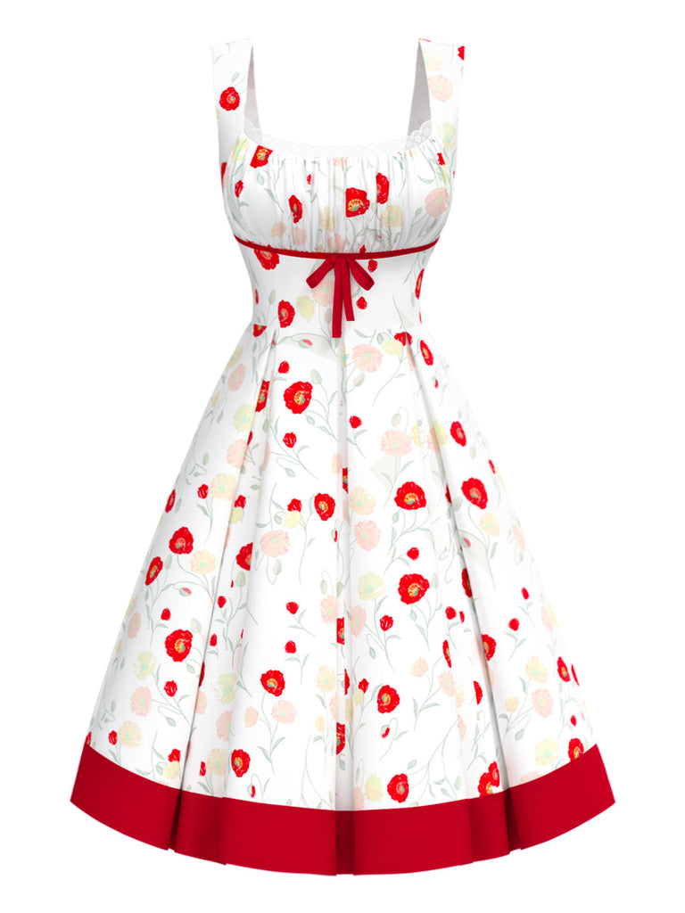 [Prévente] Robe fleur en dentelle à col carré et nœud années 1950