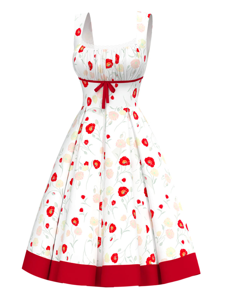 [Prévente] Robe fleur en dentelle à col carré et nœud années 1950