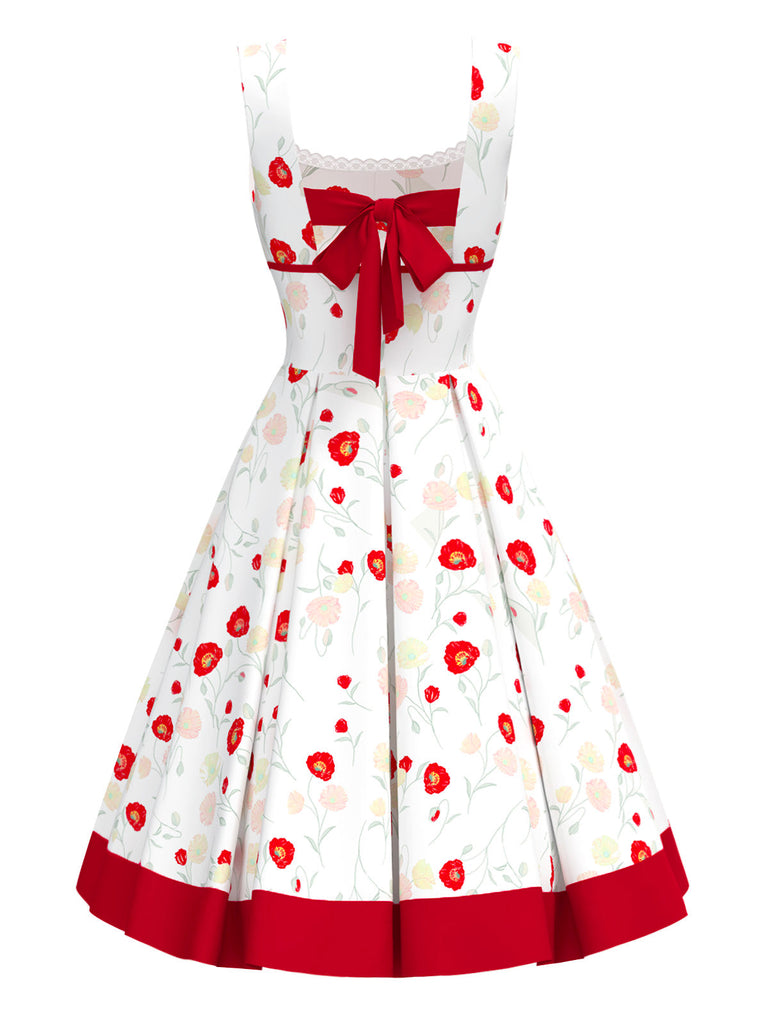[Prévente] Robe fleur en dentelle à col carré et nœud années 1950