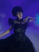 [Prévente] Robe noire à volants en organza Wednesday Halloween des années 1950