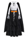 2PCS Chemisier et jupe à volants en dentelle noire style sorcière d'Halloween années 1950