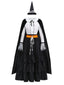 2PCS Chemisier et jupe à volants en dentelle noire style sorcière d'Halloween années 1950