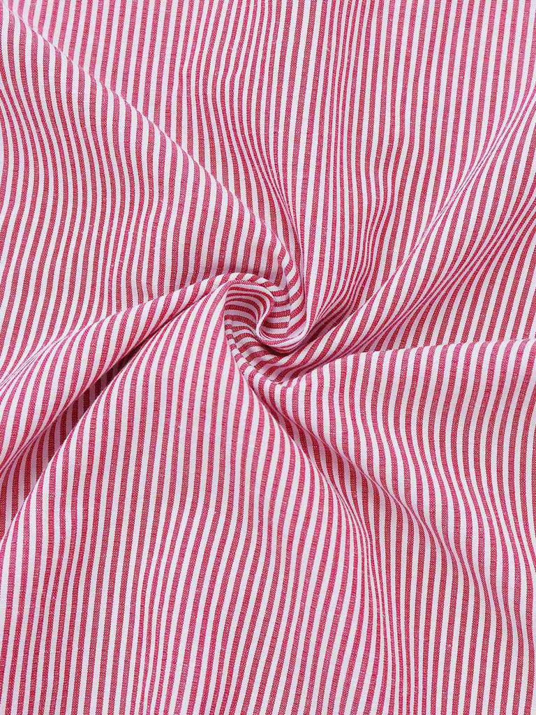 Chemisier rose à rayures et lacets à manches cloche années 1950
