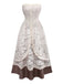 Ensemble robe de mariée vampire beige en dentelle style Halloween des années 1930