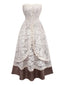 Ensemble robe de mariée vampire beige en dentelle style Halloween des années 1930