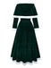 Robe de Noël verte en velours avec cape du Père Noël des années 1930