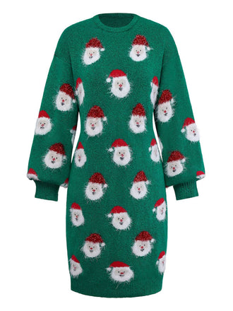 Robe pull verte de Noël motif le Père Noël des années 1960