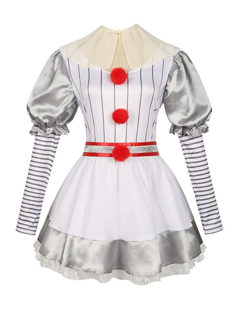 Robe argenté à manches bouffantes et rayures Halloween années 1960