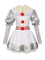 Robe argenté à manches bouffantes et rayures Halloween années 1960