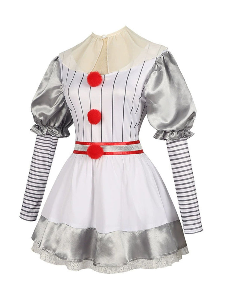 Robe argenté à manches bouffantes et rayures Halloween années 1960