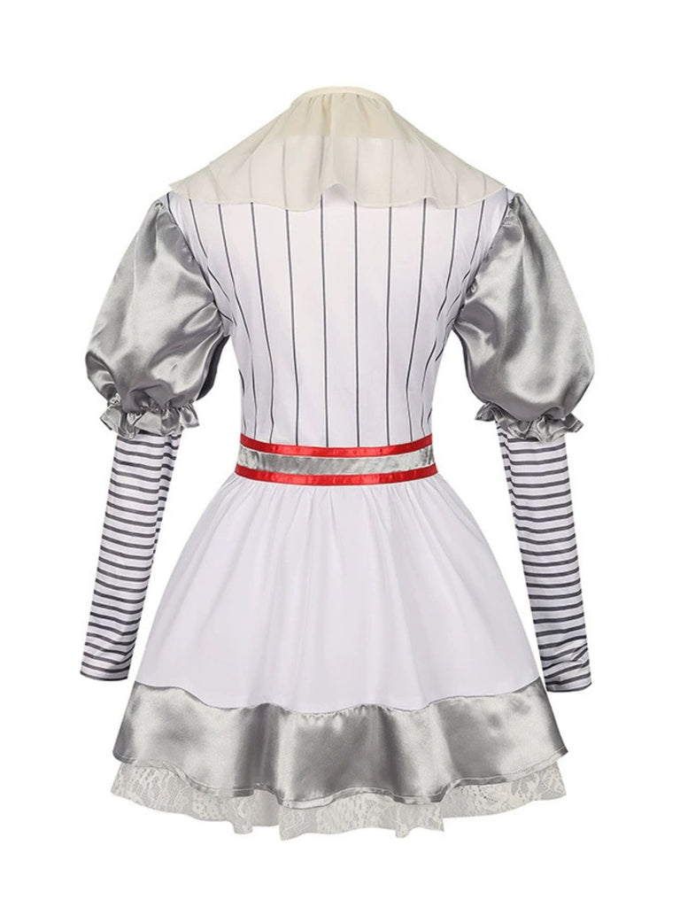 Robe argenté à manches bouffantes et rayures Halloween années 1960