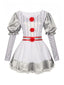 Robe argenté à manches bouffantes et rayures Halloween années 1960