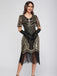 Robe Charleston à paillettes et pompons col rond années 1920