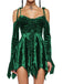 Robe en velours manches clochebretelles à lacets et ourlet irrégulier des années 1960
