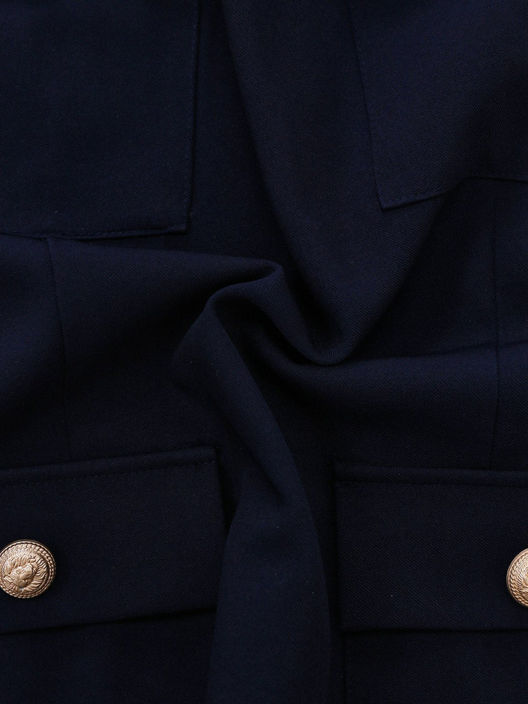 [Prévente] 2PCS hauts multi-poches et jupe plissée bleus et blancs des années 1950
