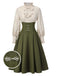 [Pré-vente] Robe à volants bloc de couleur col jabot et nœud victorien des années 1950