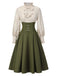 [Pré-vente] Robe à volants bloc de couleur col jabot et nœud victorien des années 1950