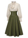 [Pré-vente] Robe à volants bloc de couleur col jabot et nœud victorien des années 1950