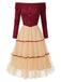 [Pré-vente] Robe trapèze en tulle tricoté et épaules dénudées rouge années 1950