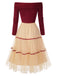 [Pré-vente] Robe trapèze en tulle tricoté et épaules dénudées rouge années 1950