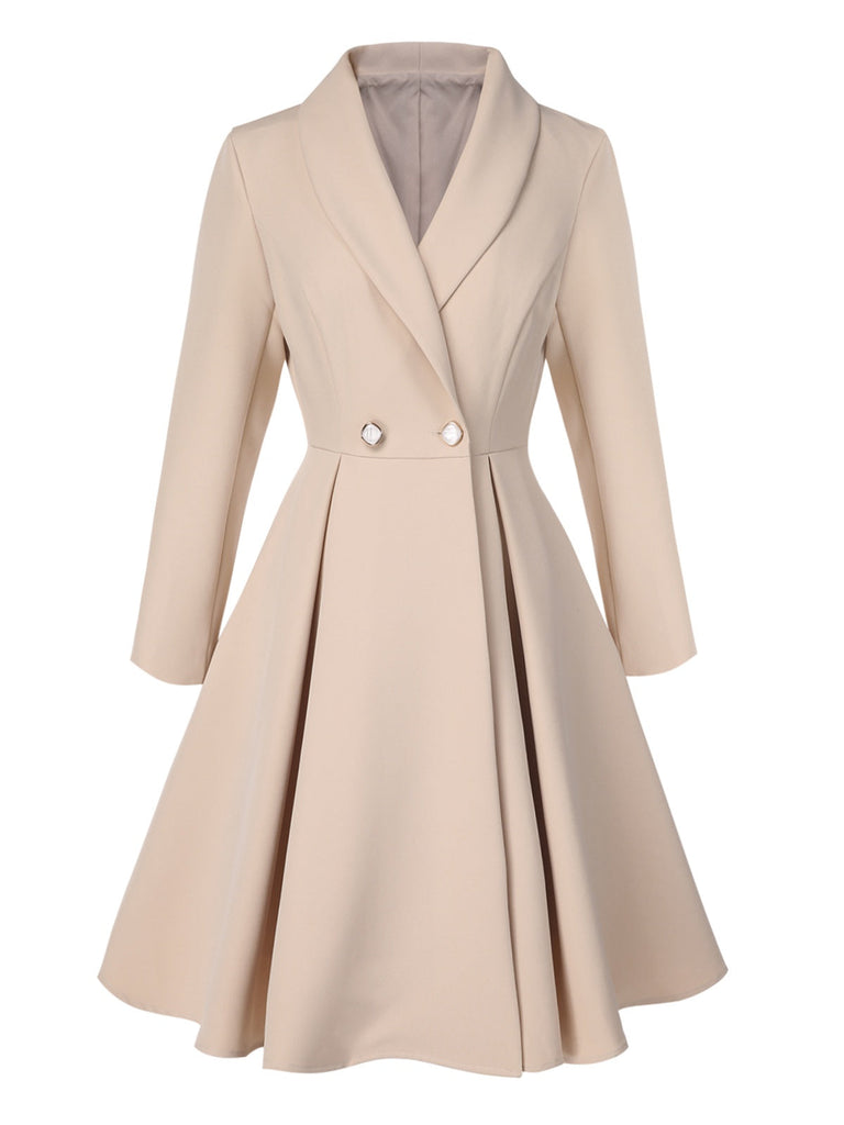 [Pré-vente] Manteau trapèze col châle couleur crème des années 1950