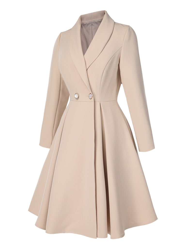 [Pré-vente] Manteau trapèze col châle couleur crème des années 1950