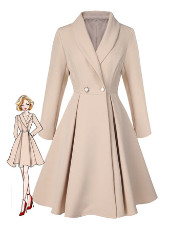 [Pré-vente] Manteau trapèze col châle couleur crème des années 1950