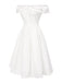 [Pré-vente] Robe blanche à fleurs découpées et épaules dénudées des années 1950