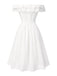 [Pré-vente] Robe blanche à fleurs découpées et épaules dénudées des années 1950