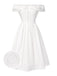 [Pré-vente] Robe blanche à fleurs découpées et épaules dénudées des années 1950
