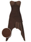 [Pré-vente] Robe bustier en cotonà carreaux patchwork marron ourlet irréguliers années 1970