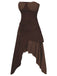 [Pré-vente] Robe bustier en cotonà carreaux patchwork marron ourlet irréguliers années 1970