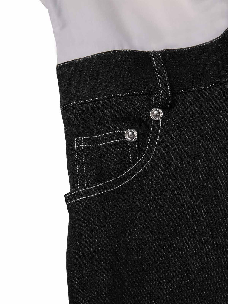 [Pré-vente] Combinaison en jean noir à plis creux et col chemise des années 1930