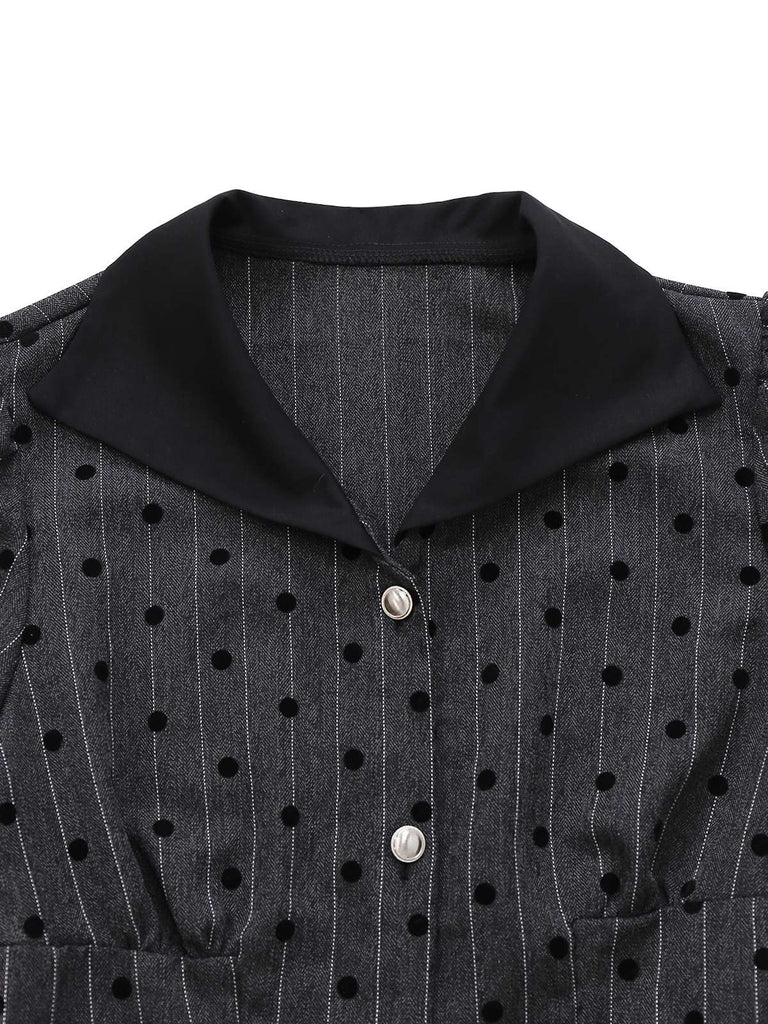 [Pré-vente] Robe bouffante grise à pois floqués années 1950