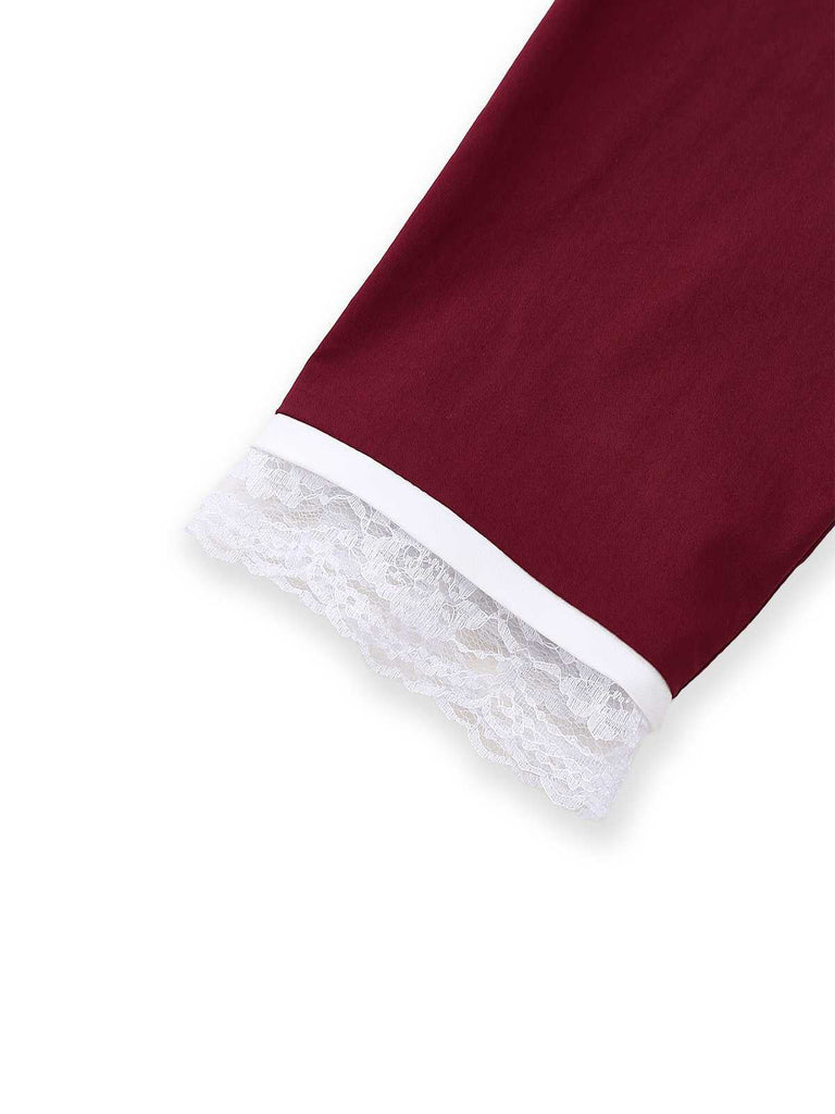 [Pré-vente] Robe rouge vin à dentelle style victorien années 1930