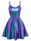 Robe de soirée à fines bretelles métallisées années 1980