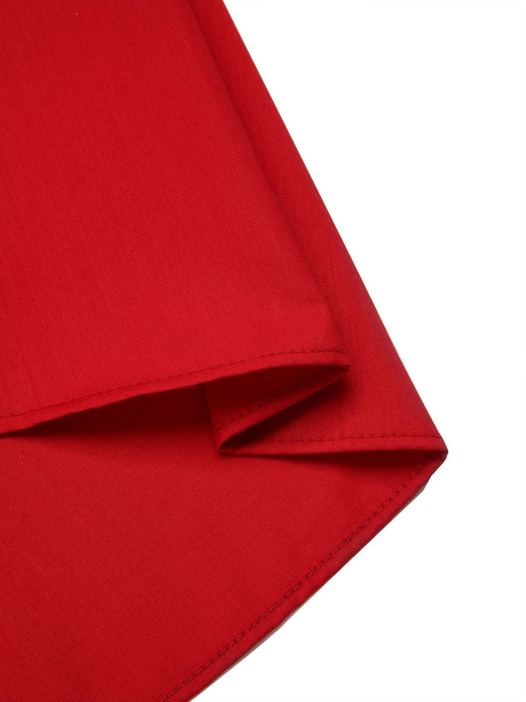[Pré-vente] Robe de Noël rouge et verte motif houx verticillé col en fourrure années 1940