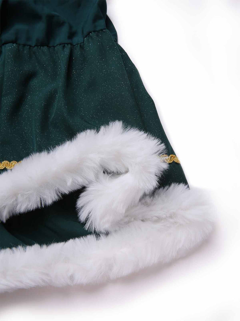 [Prévente] Robe verte nœud pailleté et bords effilochés années 1950