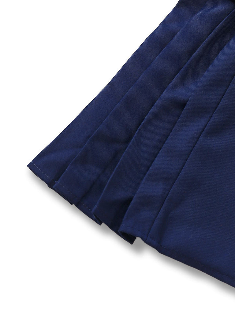 [Pré-vente] Robe plissée bleue à carreaux et revers années 1960