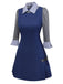 [Pré-vente] Robe plissée bleue à carreaux et revers années 1960