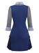 [Pré-vente] Robe plissée bleue à carreaux et revers années 1960