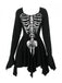 Mini-robe noire à imprimé tête de mort pour Halloween des années 1980