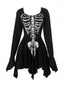 Mini-robe noire à imprimé tête de mort pour Halloween des années 1980