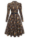[Pré-vente] Robe en velours côtelé marron motif floral et dentelle des années 1980