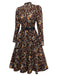[Pré-vente] Robe en velours côtelé marron motif floral et dentelle des années 1980