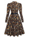 [Pré-vente] Robe en velours côtelé marron motif floral et dentelle des années 1980