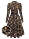 [Pré-vente] Robe en velours côtelé marron motif floral et dentelle des années 1980