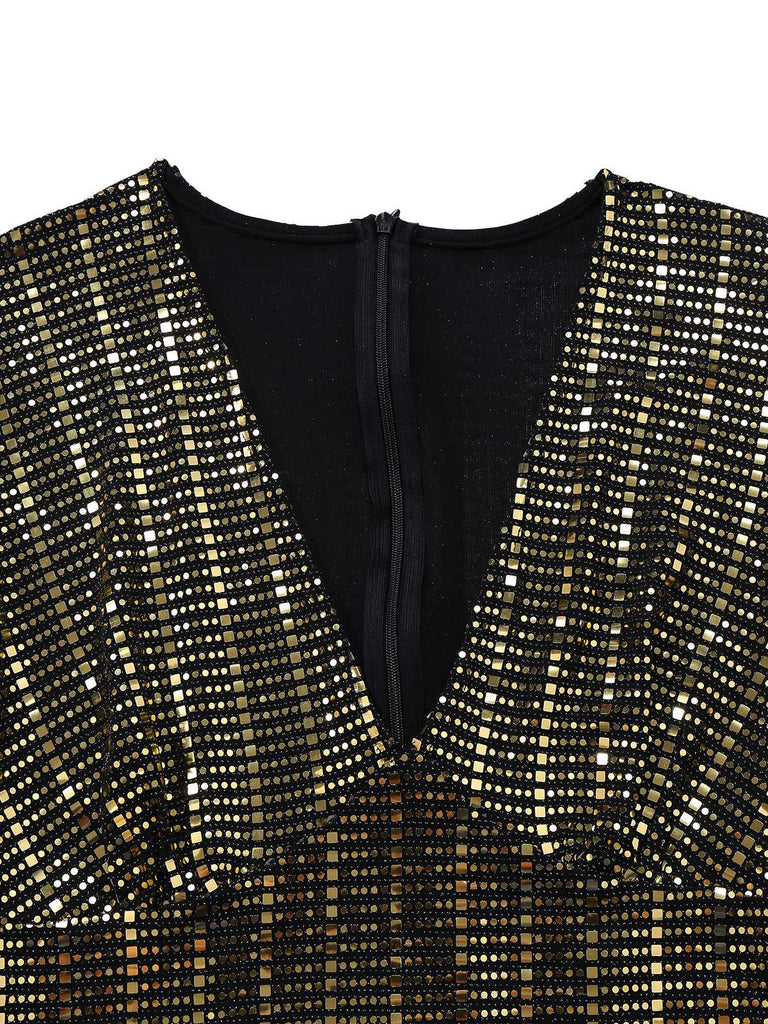 [Prévente] Combinaison sequins à manches cloches noire années 1980