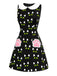 [Prévente] Robe noire imprimé chat avec poches à pattes des années 1960